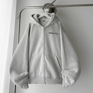 Áo Hoodie Heaven Offical Xám áo khoác hoodie zip vải nỉ dây kéo form rộng khoác ngoài chống nắng