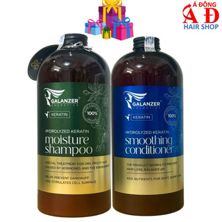 Dầu Gội Xả Dưỡng Ẩm Suôn Mượt Keratin Galanzer Moisture cho tóc khô 1000ml