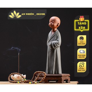 Tượng Nhà Sư Đứng 3 sắc thái An nhiên - Vô Tư - Tượng Gốm Trang Trí Chất Lượng Cao