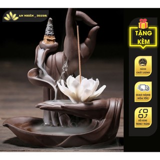 Thác Khói Trầm Hương Bàn Tay Phật Thủ Ấn Gốm Sứ Cao Cấp  (KÈM ĐÀI SEN VÀ TẶNG 5 NỤ TRẦM ) GIẢM GIÁ SỐC!!!