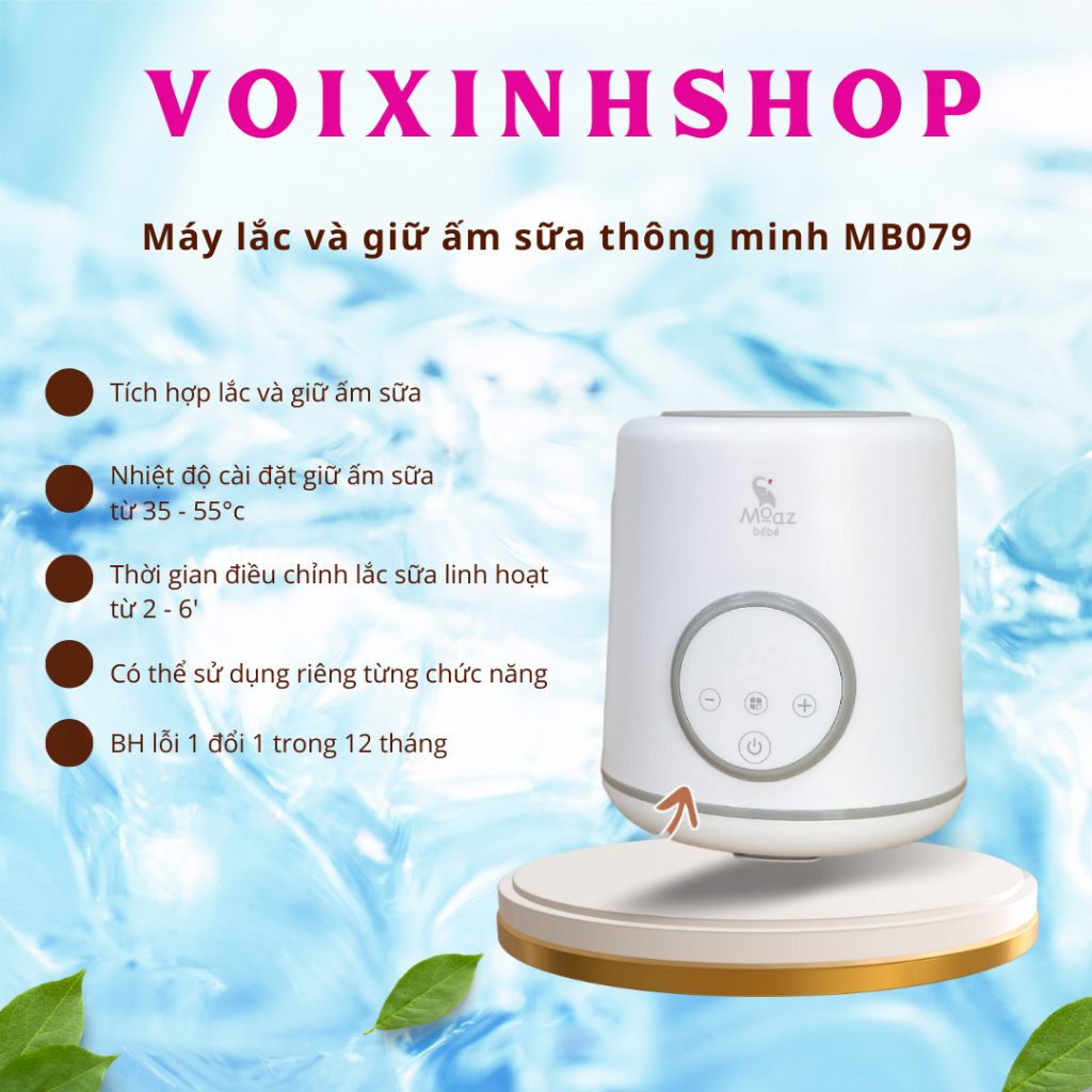 Máy lắc bình sữa và giữ ấm sữa thông minh Moaz BéBé MB079