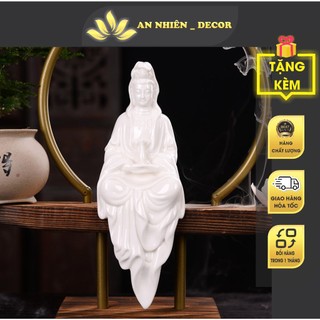 Tượng gốm sứ trắng mẹ quan âm 21cm - chất liệu gốm tử sa cao cấp