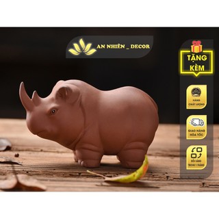 Tượng Sứ Tê Giác, Hà Mã (Gốm Tử Sa) Trang Trí Góc Làm Việc, phòng khách, bàn trà Siêu dễ thương