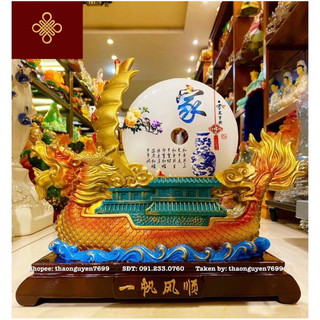 Tượng đồng điếu thuyền buồm phong thuỷ (cao 35, dài 40, rộng 12)