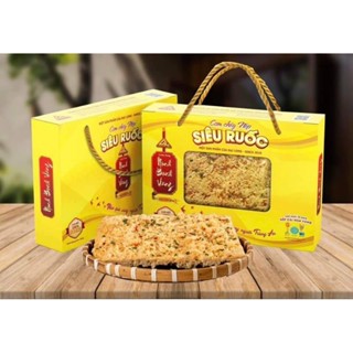 Hộp quà tặng cơm cháy Ninh Bình vàng, siêu ruốc, siêu rẻ, sang trọng 500g