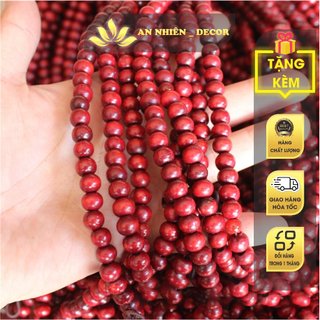 Vòng hạt gỗ đỏ 108 hạt - đeo tay cầu nguyện, trang trí lũa, decor