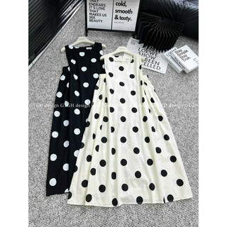 Váy maxi chấm bi sát nách
