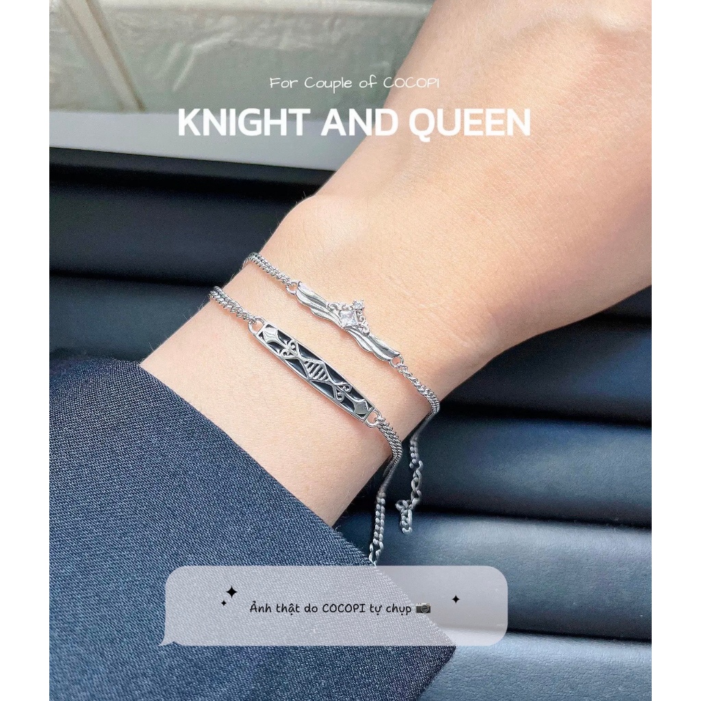 [BẠC KHÔNG RỈ] Vòng tay đôi nam nữ KNIGHT AND QUEEN ý nghĩa cho các COUPLE LT030
