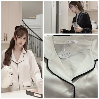 Đồ Bộ Mặc Nhà Tiểu Thư Lụa Latin mềm Mịn, Áo Phối Viền Xinh Đẹp Free Size 40-58kg