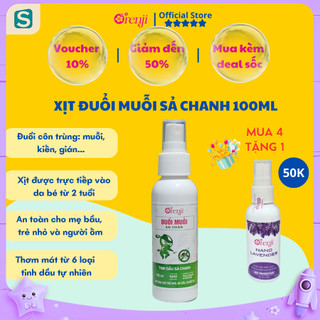 Xịt đuổi muỗi, đuổi côn trùng tinh dầu sả chanh Orenji an toàn cho bé, chai tiện dụng bỏ túi 100ml