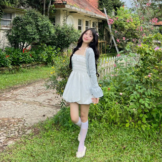 AREUM SET ĐẦM Phồng AIMEE x Áo khoác NAMI Đính Nơ (Có Tách Set)