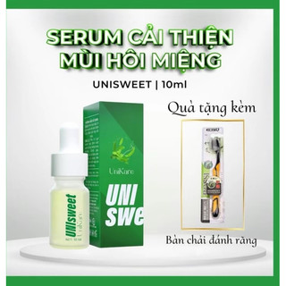 (Tặng bàn chải) Serum giảm hôi miệng unisweet 10ml vị bạc hà ko đắng