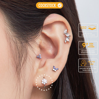 Khuyên tai hoa đá vòng 5-petal flower ring -7mm cockstock