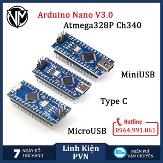 Module arduino NANO V3.0 Atmega328P CH340 MiniUSB / TypeC / MicroUSB