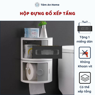 Hộp Đựng Giấy Vệ Sinh Mỹ Phẩm Dán Tường Để Bàn Xếp Tầng Tiện Lợi
