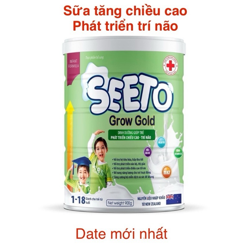 [Hộp 900g] Sữa Tăng Chiều Cao, Phát Triển Trí Não - SEETO GROW GOLD - Bổ sung dưỡng chất, giúp trẻ p