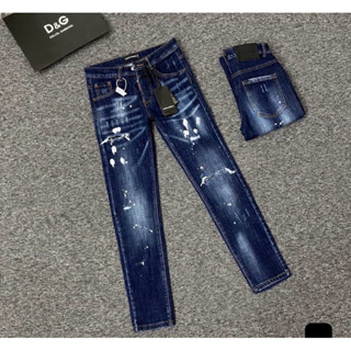 Quần jean bò nam Dsq2 4 khắc chữ wash rách tua vá vải vảy sơn loang cao cấp