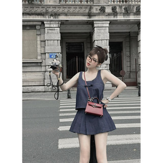 Set denim nơ váy ly mpb