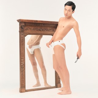 White Old Gym Jockstrap/ BARE STUDIOS (quần lót nam dây nâng mông, chất liệu vải Sen Lotus Jersey)