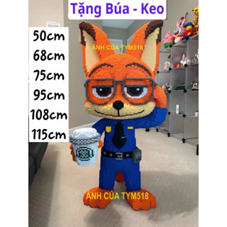 xếp hình cáo nick chibi trà sữa sĩ quan 95cm 108cm 115cm Đồ chơi Xếp hình lắp ráp mô hình cỡ lớn có tặng búa