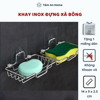 Khay Inox Dán Tường Để Xà Bông Xà Phòng Giẻ Rửa Bát