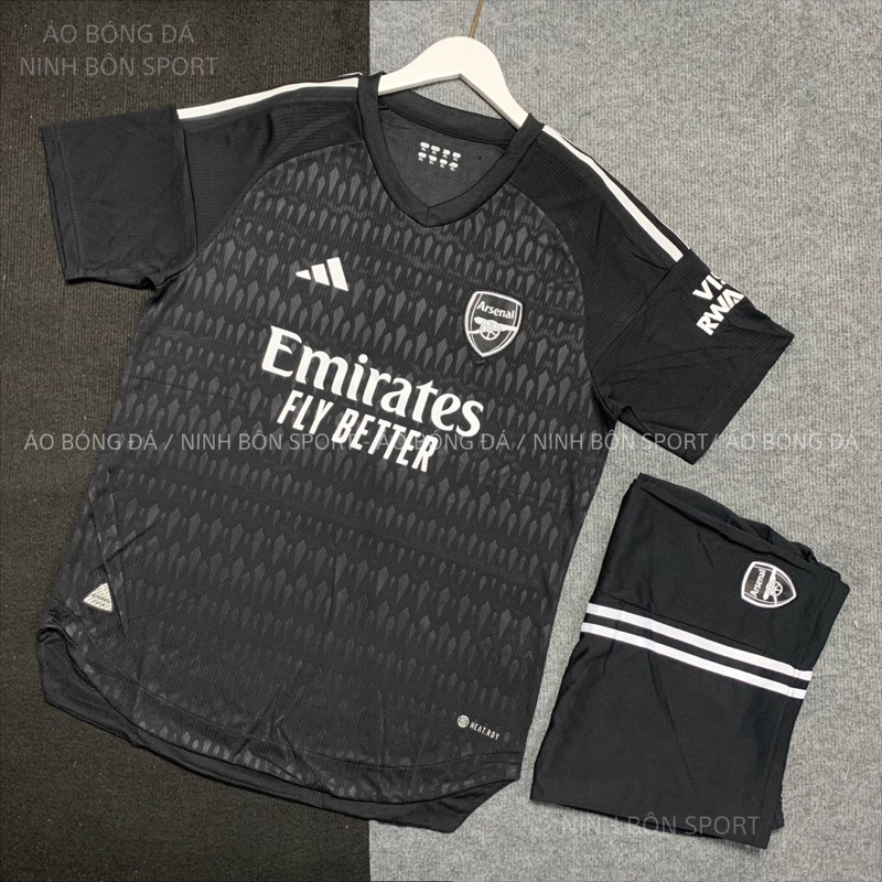 Bộ Quần Áo Bóng Đá ASN, Áo Đá Banh CLB Arsenal Đen 2023 - Chuẩn Mẫu Thi Đấu - Vải Polyester Gai Thái