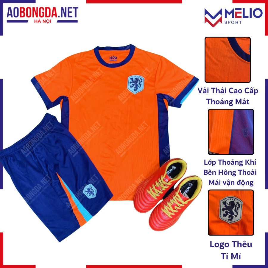 Bộ Quần Áo Đá Bóng Đội Tuyển Hà Lan Euro 2024, Áo Bóng Đá Euro Chất Liệu Vải Thái Cao Cấp Form Âu