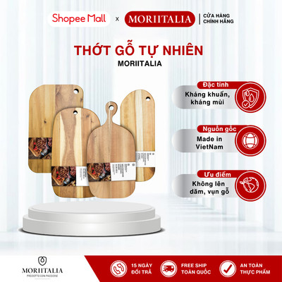 Thớt Gỗ Tràm Moriitalia Chính Hãng – Kháng Khuẩn, Bền Đẹp, Đa Dụng Có Tay Cầm, Nhiều Kích Thước