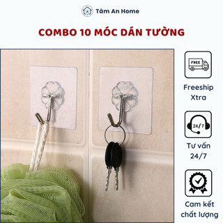 Bộ 10 móc dán tường quốc dân treo đồ cường lực ( TâmAn Home )