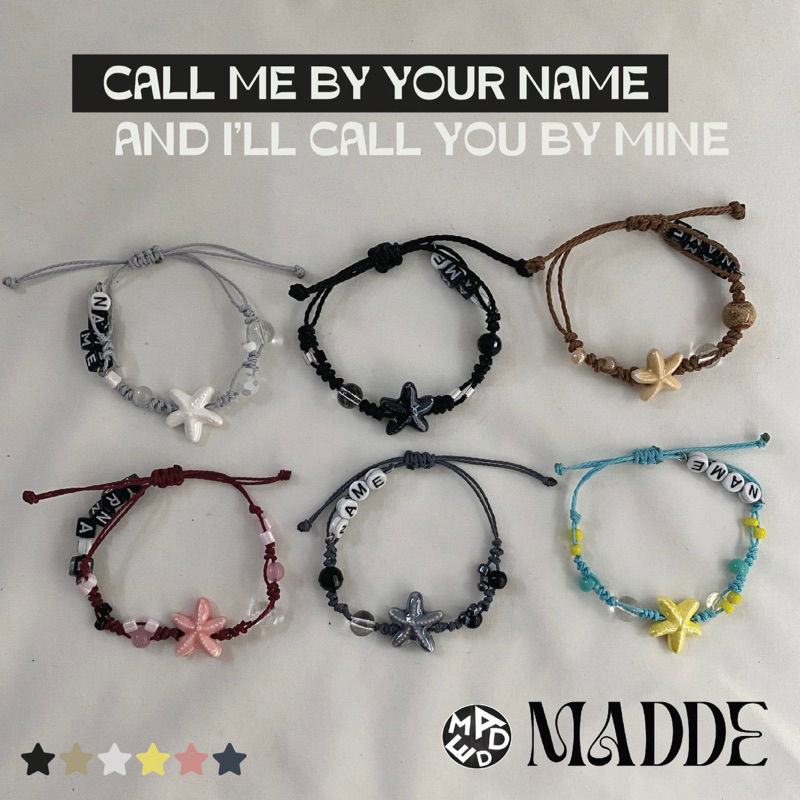 vòng tay Sao biển gốm dây sáp GẮN CHỮ THEO YÊU CẦU Madde / vòng tay đôi / couple Y2k “ call me by yo