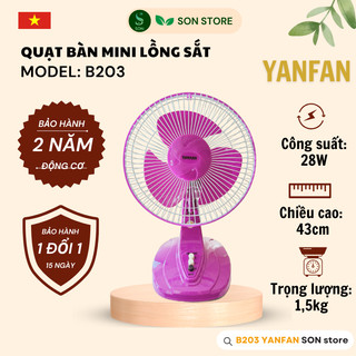 Quạt để bàn yanfan b203 lồng sơn tĩnh điện 28w, 3 màu sắc cao 43cm nhỏ gọn