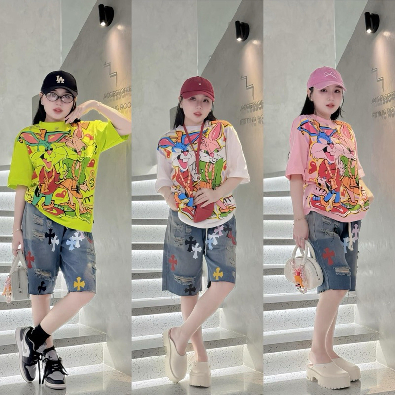 SET ÁO THUN KÈM SHORT JEANS NGỐ (KÈM VIDEO HÌNH THẬT)