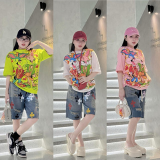 Set áo thun kèm short jeans ngố