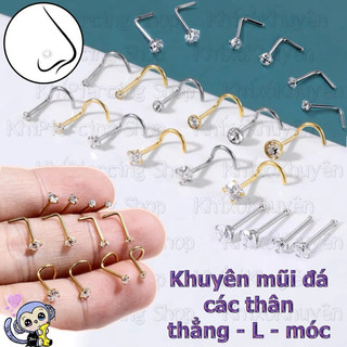 Khuyên mũi đính đá bằng thép y tế Đẹp ( 1 Chiếc )