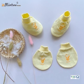 Bộ bao tay bao chân sơ sinh bo màu mintuu chất liệu 100% cotton, hiệu Mintuu - 3041