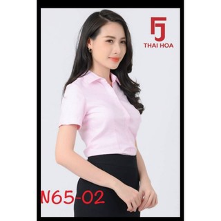 Áo sơ mi nữ Thái Hòa hồng sọc caro