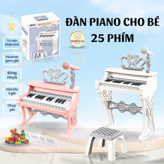 Đàn piano cao cấp, đồ chơi đàn piano điện tử keyboard 25 phím kèm mic sạc ghế cho bé bonbon66.shop