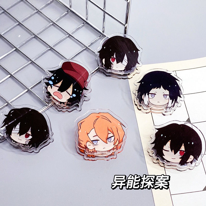 Kẹp giấy hoạ tiết Manga Anime Bungou Stray Dogs ver FACE CHIBI in hình nhân vật chibi mica acrylic phụ kiện tóc xinh xắn