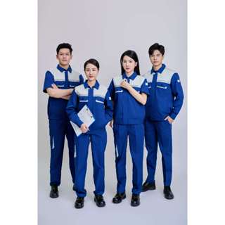 Quần áo bảo hộ lao động FMF, đồng phục cho kỹ sư, kỹ thuật nam, nữ màu xanh phối  dày dặn thoáng mát