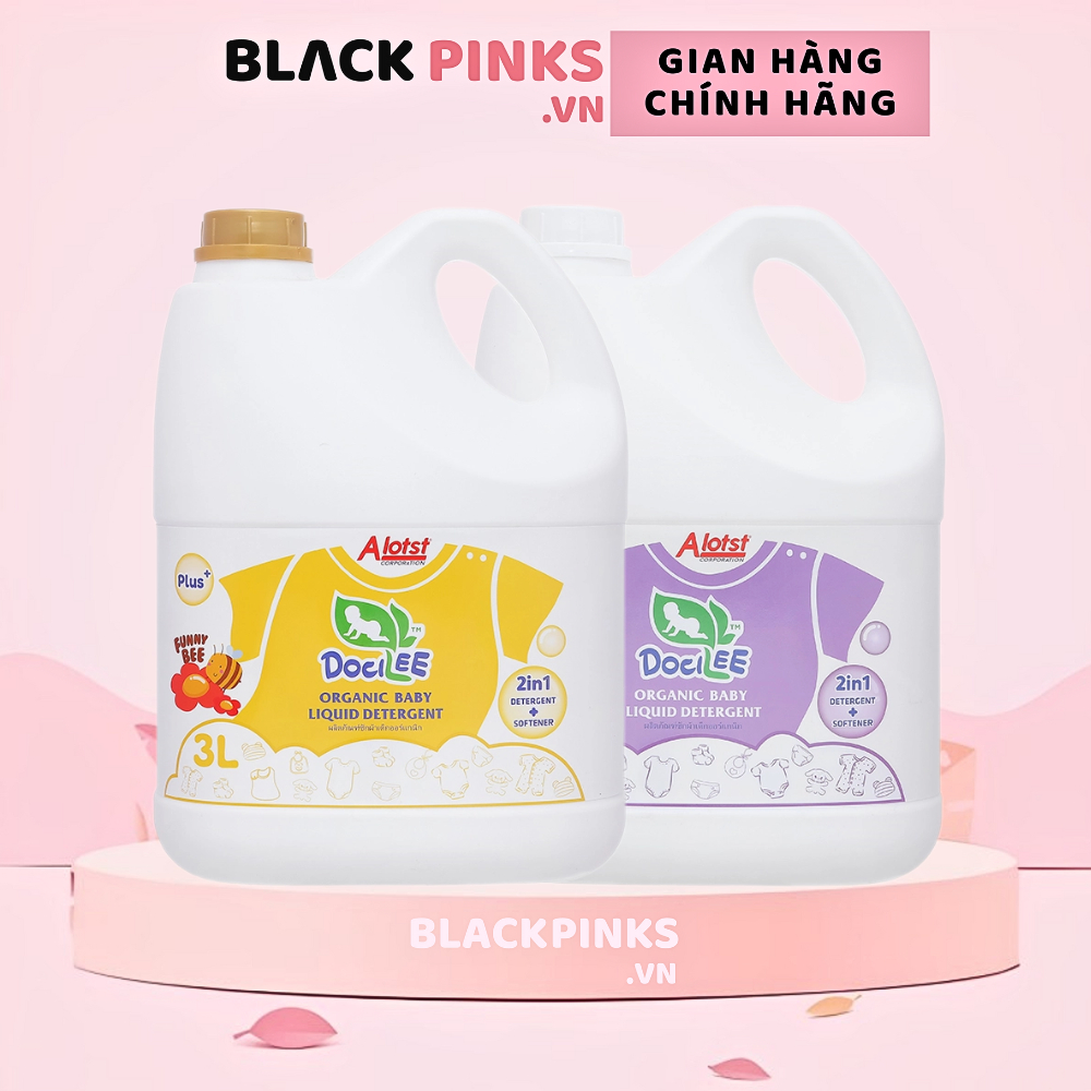 Nước giặt xả quần áo cho bé Docilee Organic - Funny Bee hương mật ong và phấn thơm/Bright Star hương