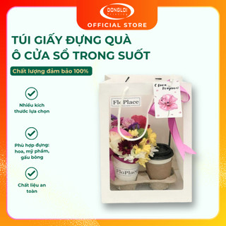 Set 5 Túi Giấy Mặt Kính Đựng Hoa, Đựng Quà Ô Cửa Sổ Trong Suốt