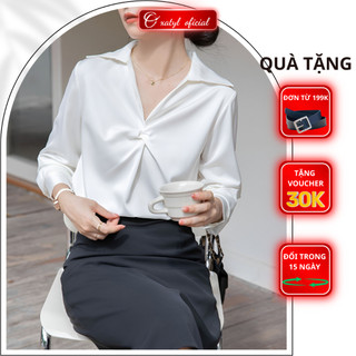 Áo sơ mi lụa nữ tay dài ngực xoắn eo Oxatyl M39 phong cách công sở 2023