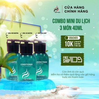 Set dầu gội + dầu xả ngăn ngừa rụng tóc Biotin + sữa rủa mặt Gel Cleanser Hensio Biotin 40ml