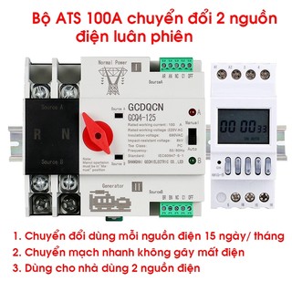 Bộ chuyền nguồn điện ATS 2P 100A GCDQCN luân phiên 15 ngày
