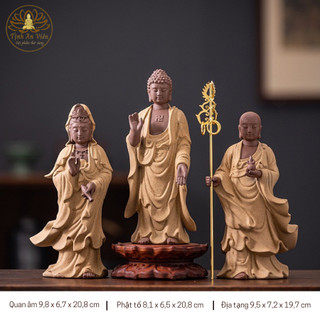 Set Ba Tượng Bằng Gốm Cao Cấp Trang Trí, Decor Không Gian Nhà Cửa - Tượng Tam Thánh Cao Cấp