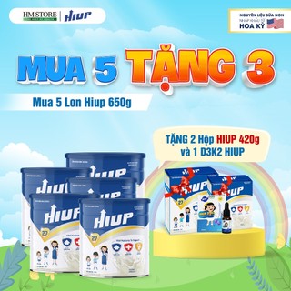 Hiup - combo 5 tặng 3 tăng chiều cao, tăng cân cho trẻ 2-15 tuổi - lon 650g nguyên liệu hoa kỳ
