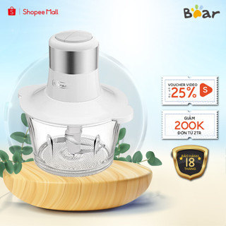 Máy xay thịt, thực phẩm Bear QSJ-C03A1, 2L, 300W, Lưỡi inox, Đa năng Xay tỏi ớt, rau củ, BH 18 tháng