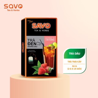 Trà Đen hương Dâu SAVO Tea túi lọc (hộp 25 gói x 2g)