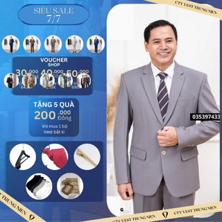Bộ vest nam trung niên trung tuổi hàng cao cấp loại 1 chất liệu vải nhập khẩu cao cấp