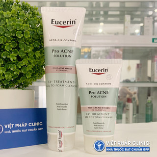 Gel rửa mặt cho da mụn eucerin pro acne solution 3x treatment gel to foam cleanser 75ml/150ml